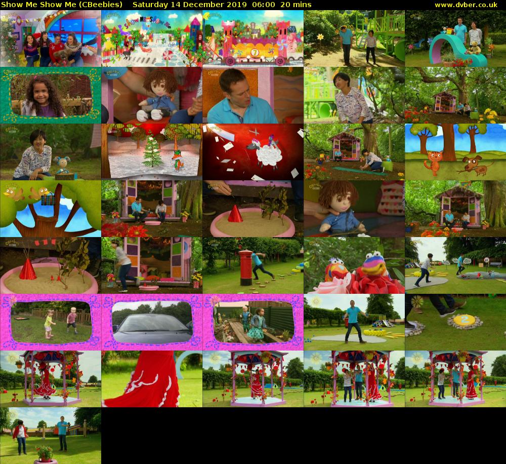 Show Me Show Me (CBeebies) Saturday 14 December 2019 06:00 - 06:20