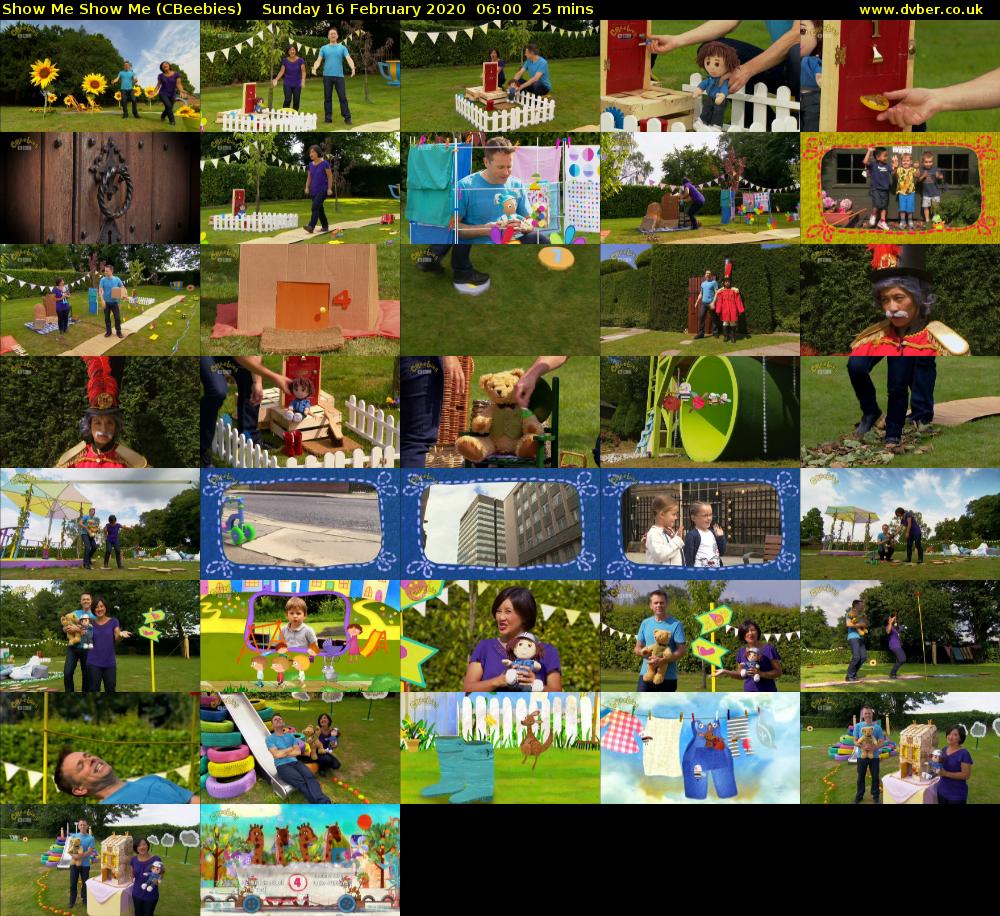 Show Me Show Me (CBeebies) Sunday 16 February 2020 06:00 - 06:25