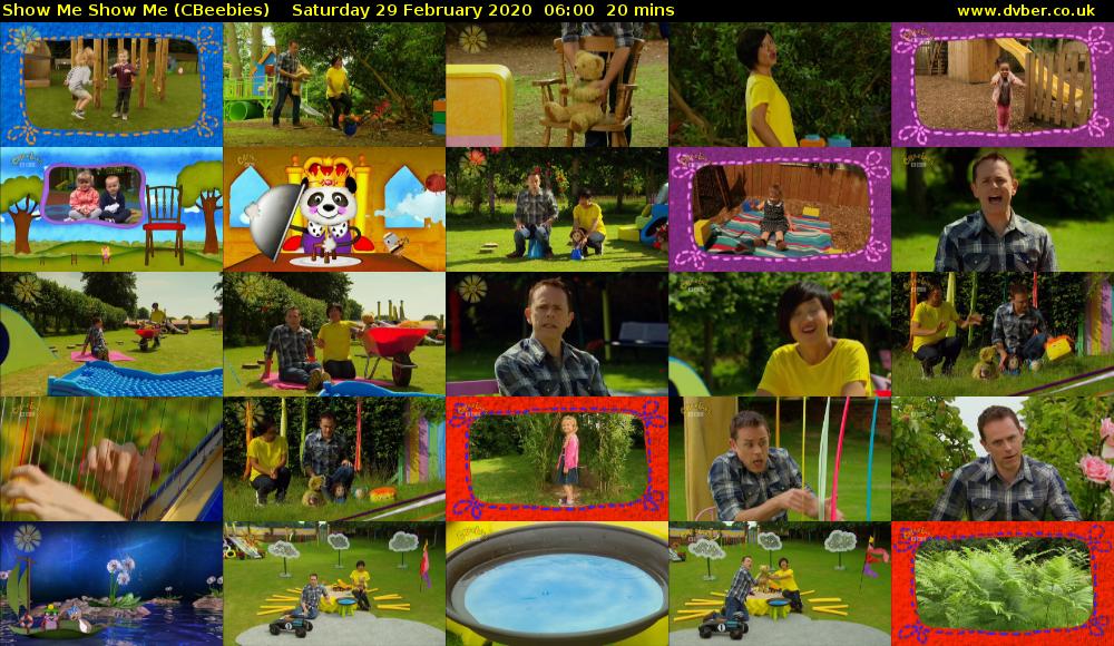 Show Me Show Me (CBeebies) Saturday 29 February 2020 06:00 - 06:20