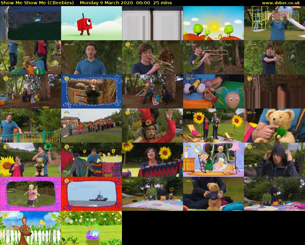 Show Me Show Me (CBeebies) Monday 9 March 2020 06:00 - 06:25