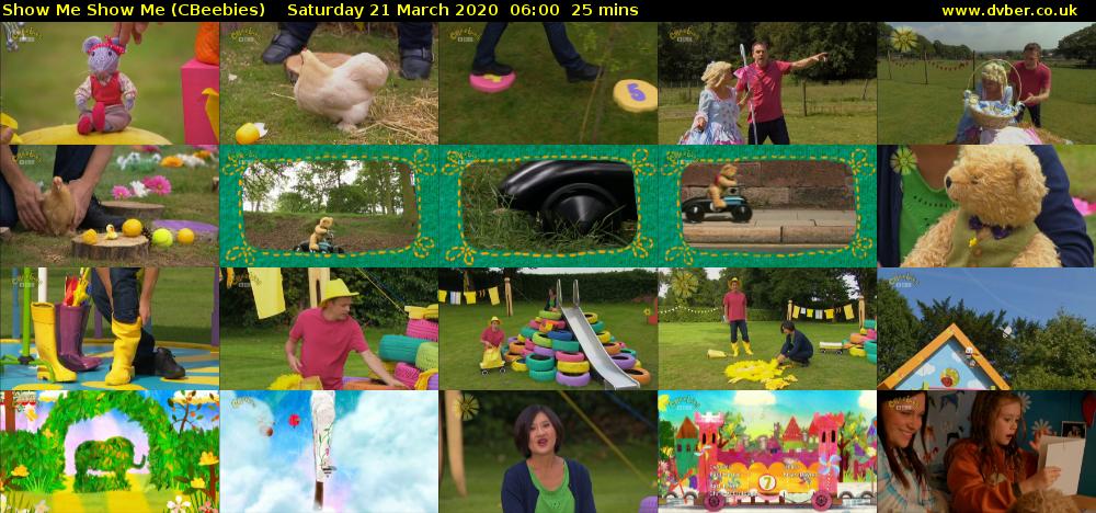 Show Me Show Me (CBeebies) Saturday 21 March 2020 06:00 - 06:25