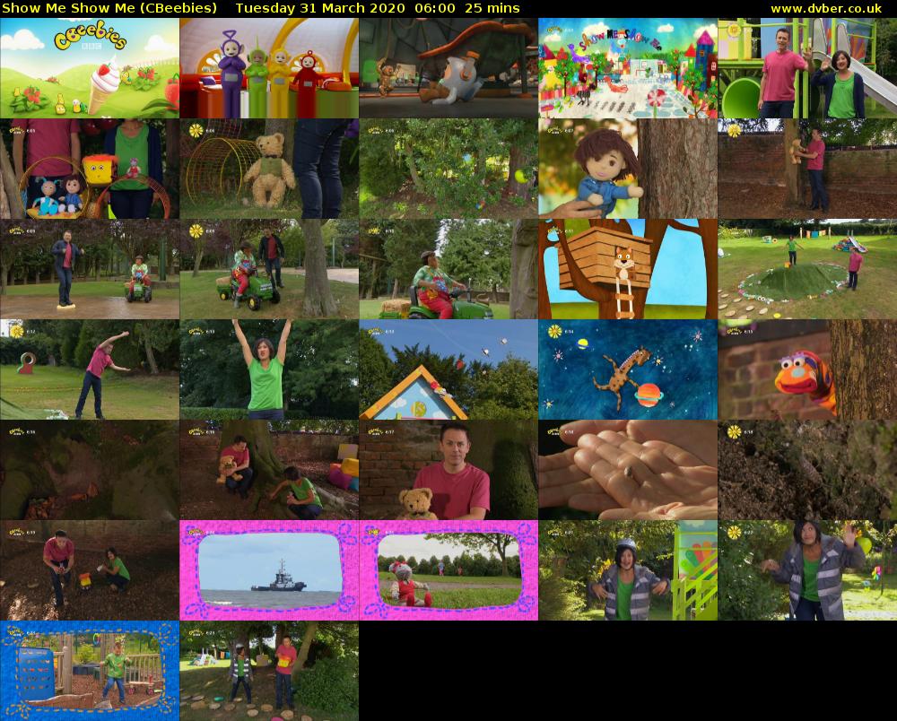 Show Me Show Me (CBeebies) Tuesday 31 March 2020 06:00 - 06:25