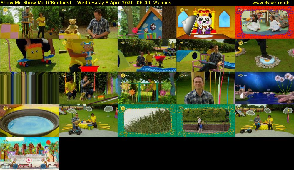 Show Me Show Me (CBeebies) Wednesday 8 April 2020 06:00 - 06:25