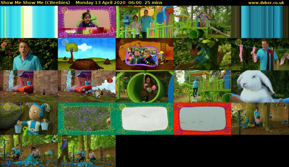 Show Me Show Me (CBeebies) Monday 13 April 2020 06:00 - 06:25