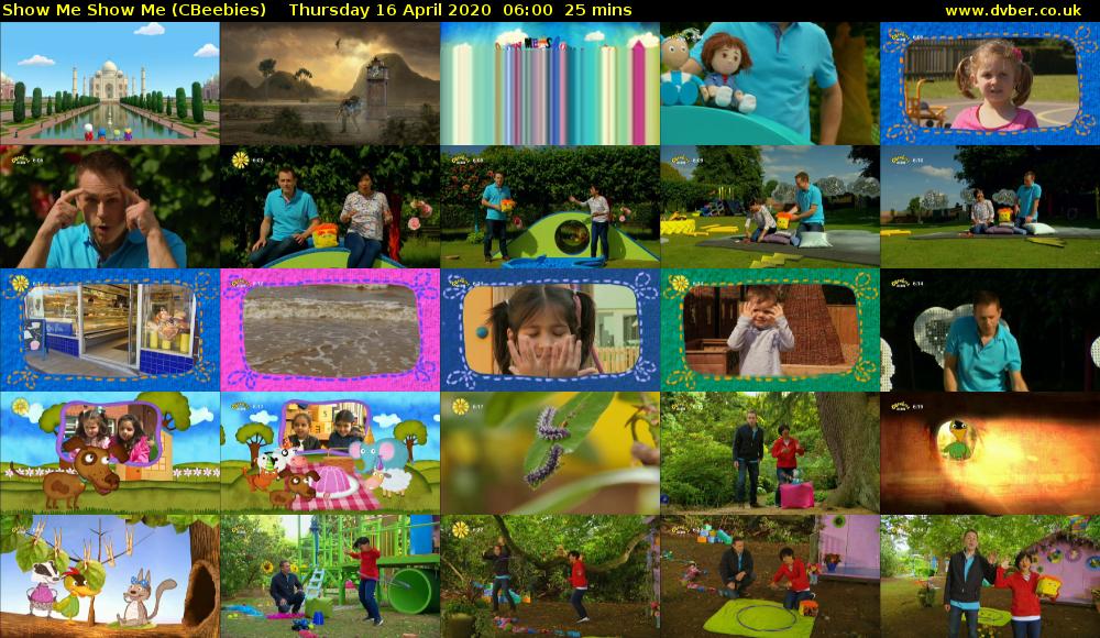 Show Me Show Me (CBeebies) Thursday 16 April 2020 06:00 - 06:25