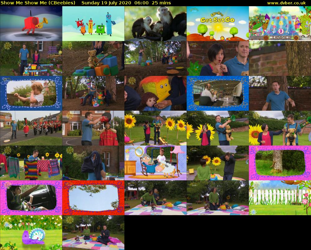 Show Me Show Me (CBeebies) Sunday 19 July 2020 06:00 - 06:25