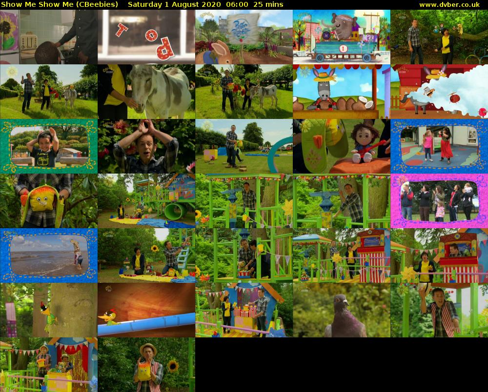Show Me Show Me (CBeebies) Saturday 1 August 2020 06:00 - 06:25
