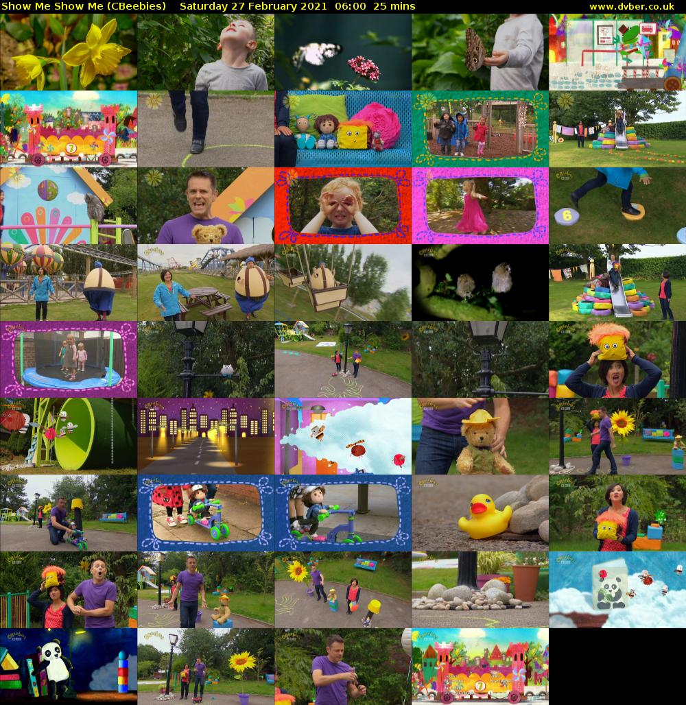 Show Me Show Me (CBeebies) Saturday 27 February 2021 06:00 - 06:25