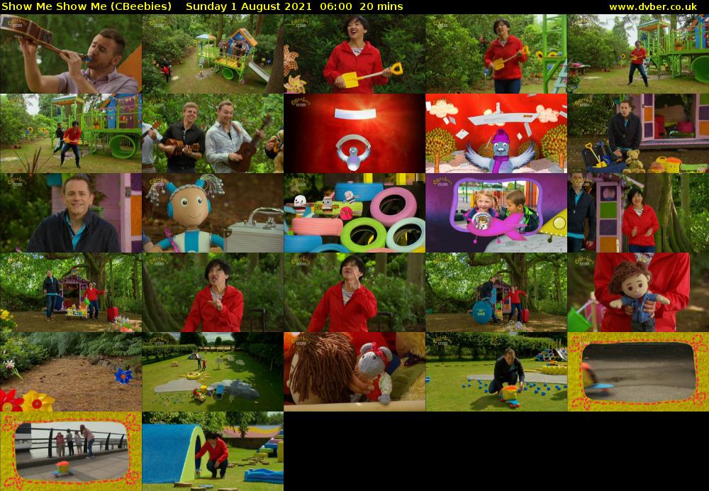 Show Me Show Me (CBeebies) Sunday 1 August 2021 06:00 - 06:20