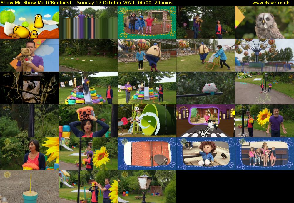 Show Me Show Me (CBeebies) Sunday 17 October 2021 06:00 - 06:20