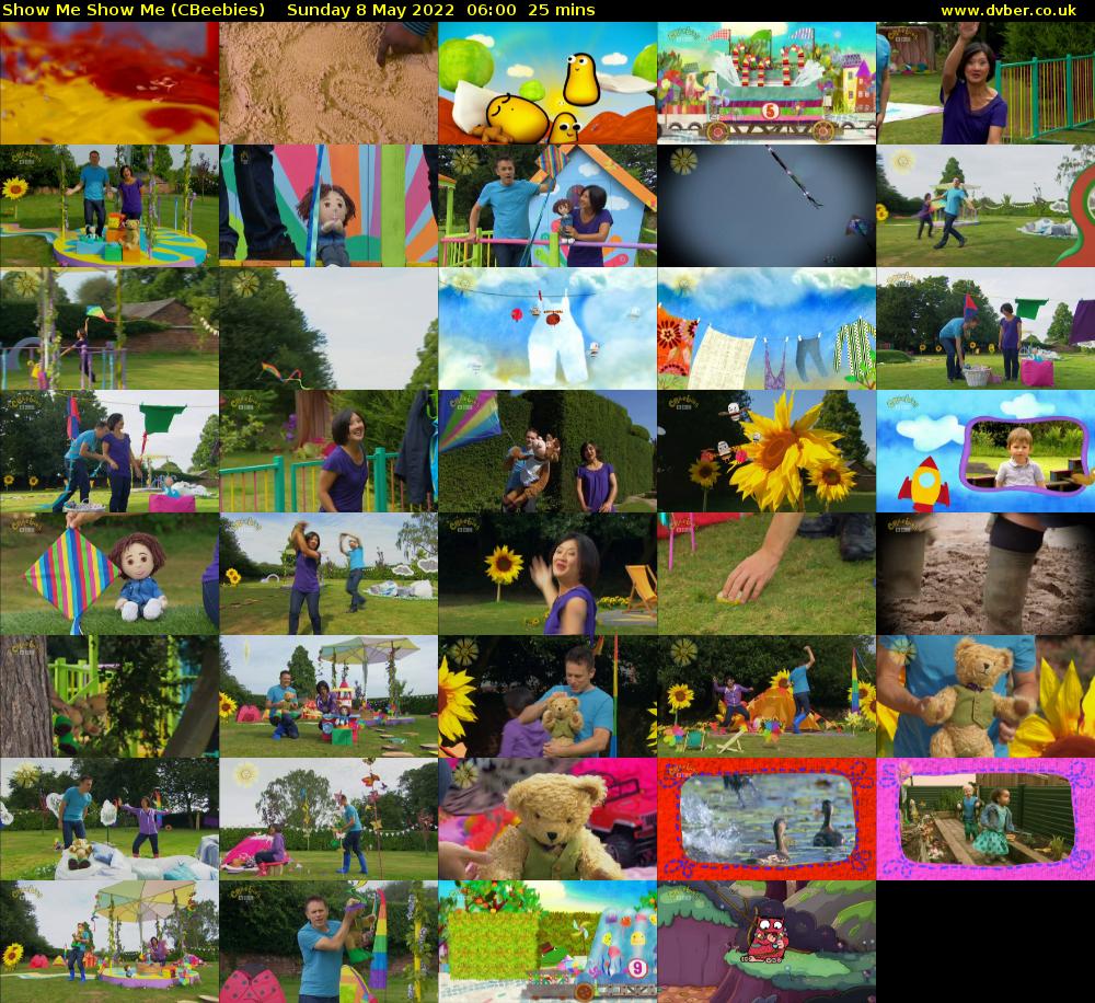 Show Me Show Me (CBeebies) Sunday 8 May 2022 06:00 - 06:25
