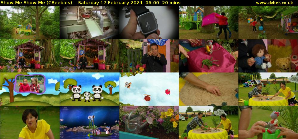 Show Me Show Me (CBeebies) Saturday 17 February 2024 06:00 - 06:20