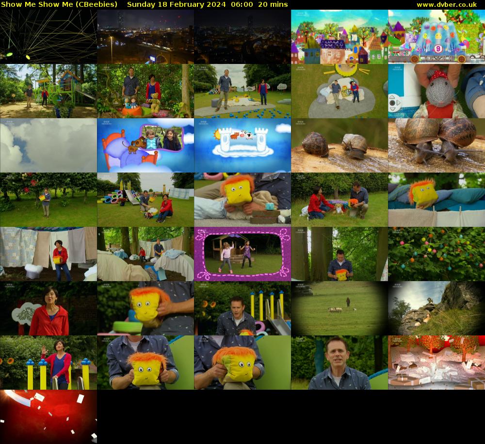 Show Me Show Me (CBeebies) Sunday 18 February 2024 06:00 - 06:20