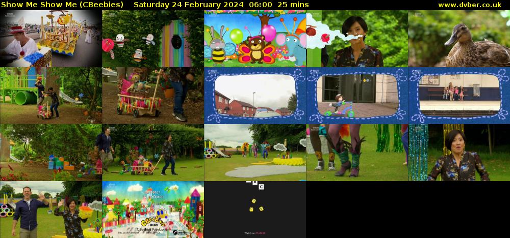 Show Me Show Me (CBeebies) Saturday 24 February 2024 06:00 - 06:25