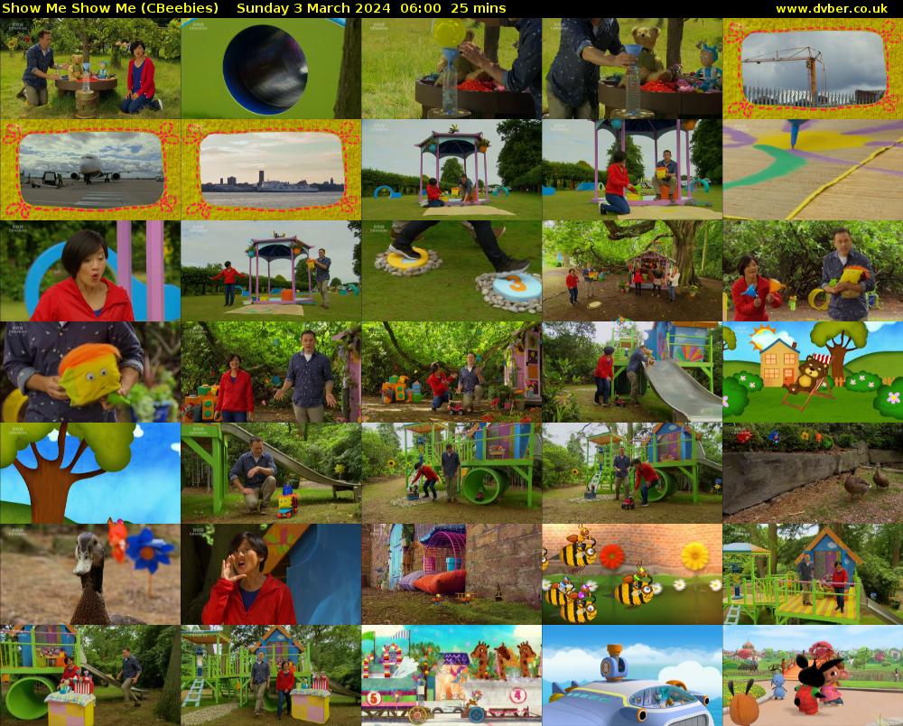 Show Me Show Me (CBeebies) Sunday 3 March 2024 06:00 - 06:25