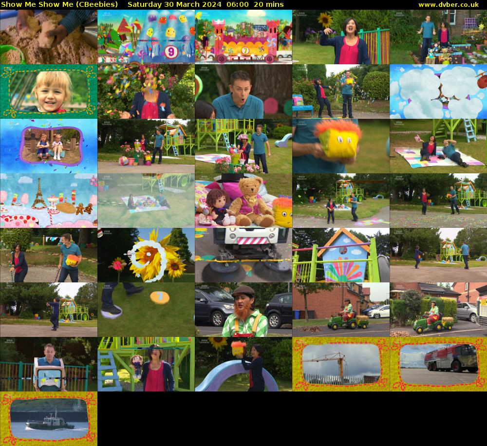 Show Me Show Me (CBeebies) Saturday 30 March 2024 06:00 - 06:20