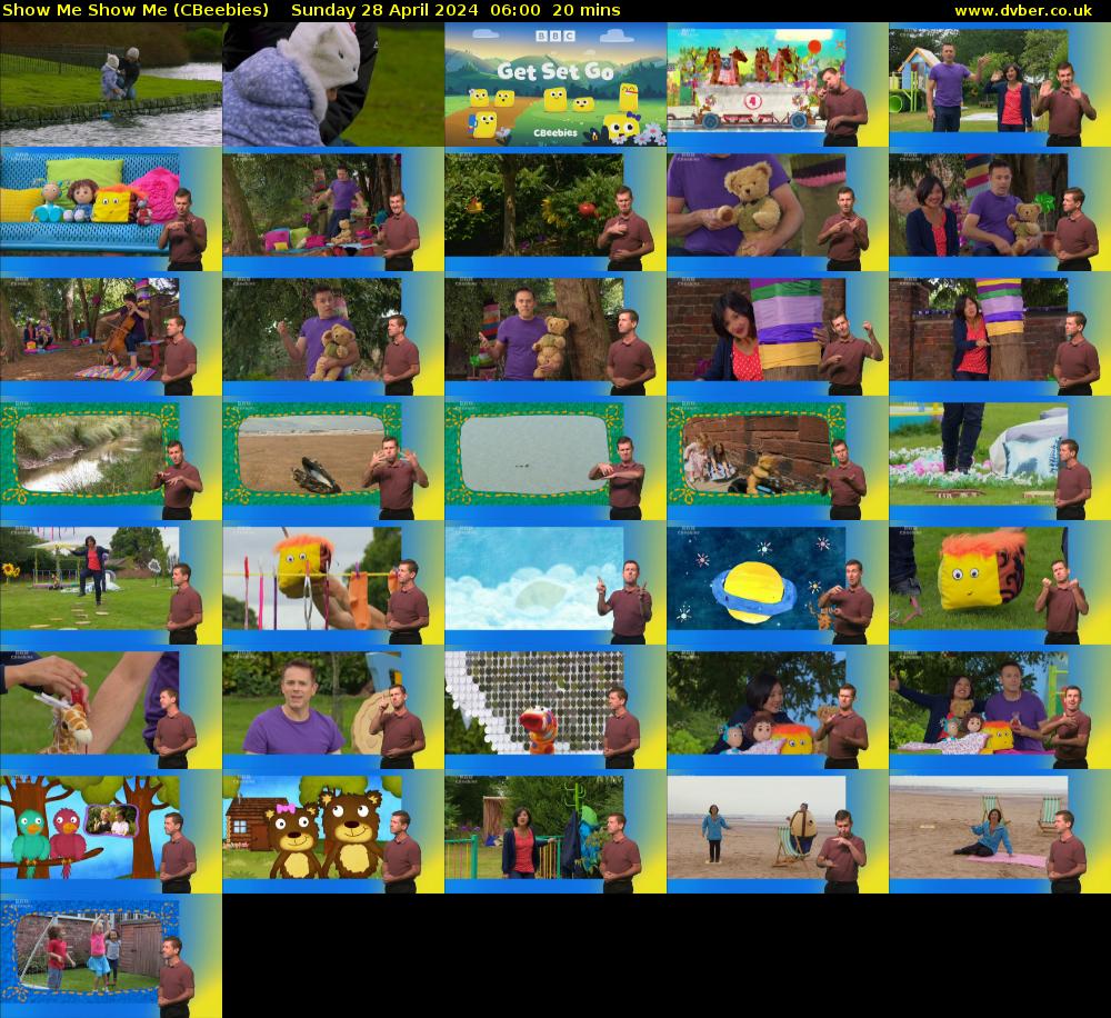 Show Me Show Me (CBeebies) Sunday 28 April 2024 06:00 - 06:20