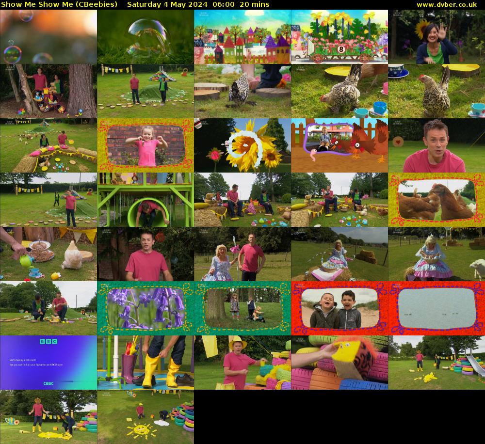 Show Me Show Me (CBeebies) Saturday 4 May 2024 06:00 - 06:20