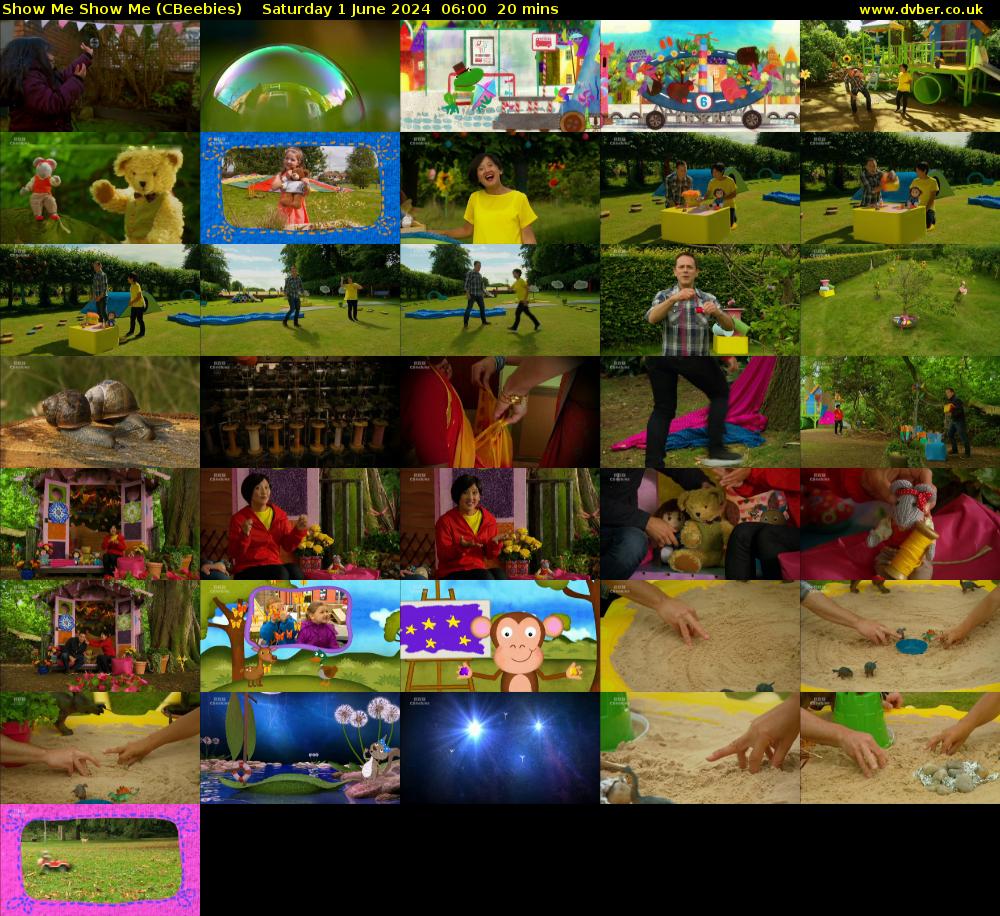 Show Me Show Me (CBeebies) Saturday 1 June 2024 06:00 - 06:20