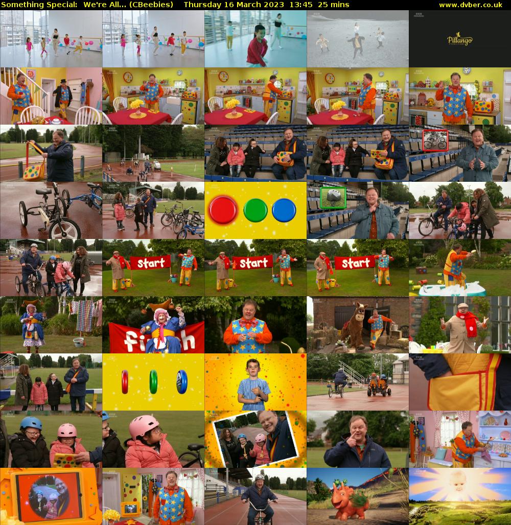 Something Special:  We're All... (CBeebies) Thursday 16 March 2023 13:45 - 14:10