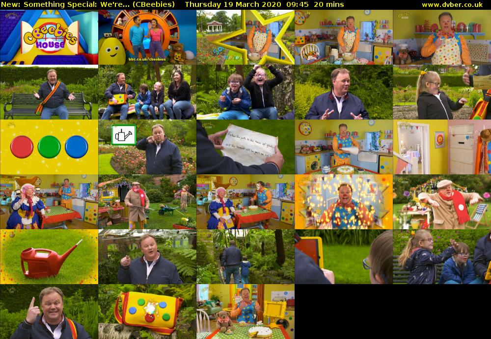 Something Special: We're... (CBeebies) Thursday 19 March 2020 09:45 - 10:05
