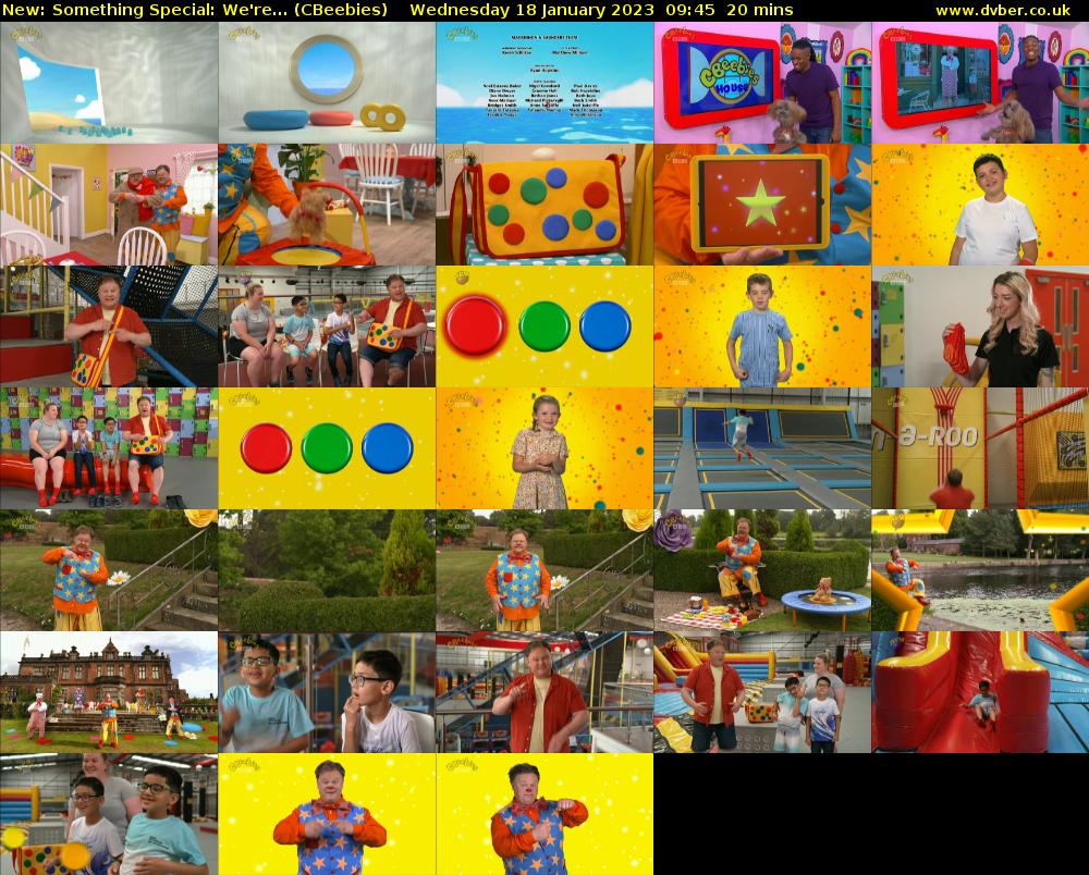 Something Special: We're... (CBeebies) Wednesday 18 January 2023 09:45 - 10:05