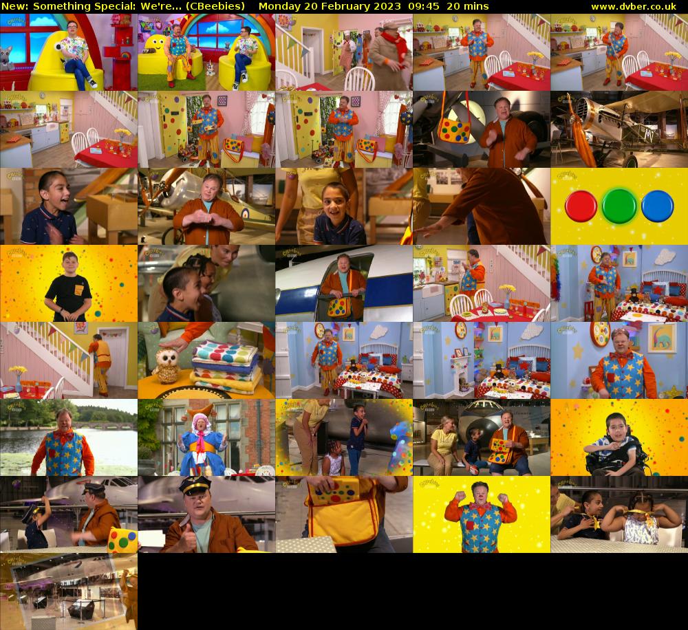 Something Special: We're... (CBeebies) Monday 20 February 2023 09:45 - 10:05