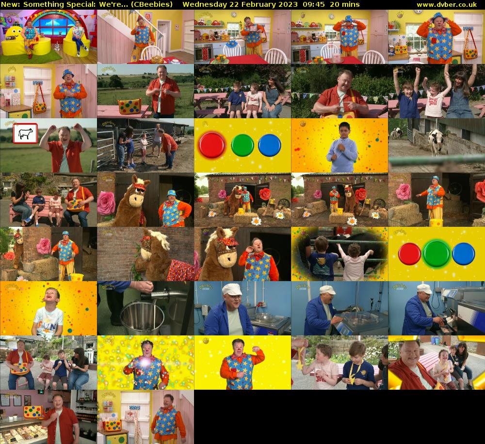 Something Special: We're... (CBeebies) Wednesday 22 February 2023 09:45 - 10:05