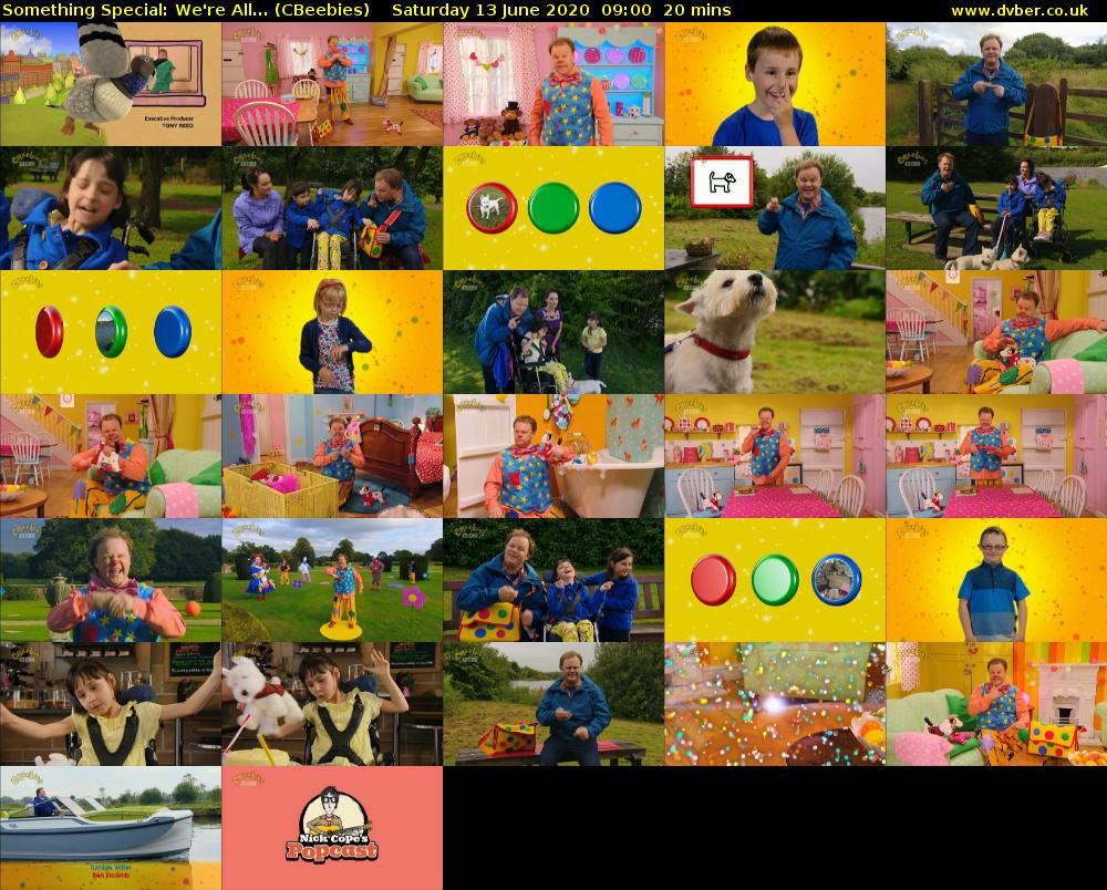 Something Special: We're All... (CBeebies) Saturday 13 June 2020 09:00 - 09:20