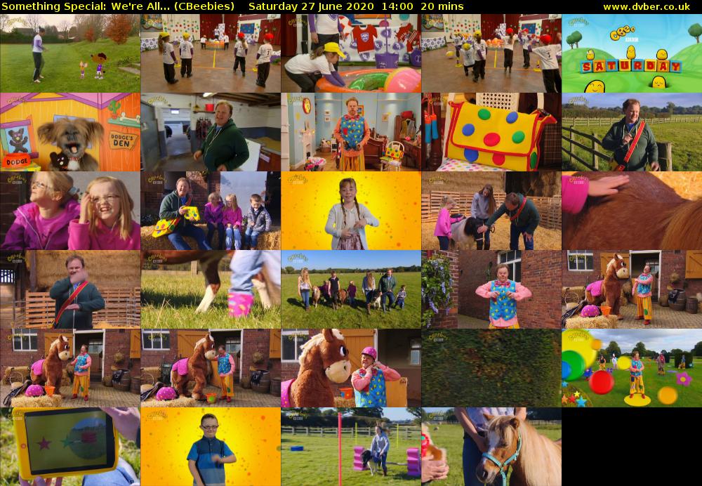 Something Special: We're All... (CBeebies) Saturday 27 June 2020 14:00 - 14:20
