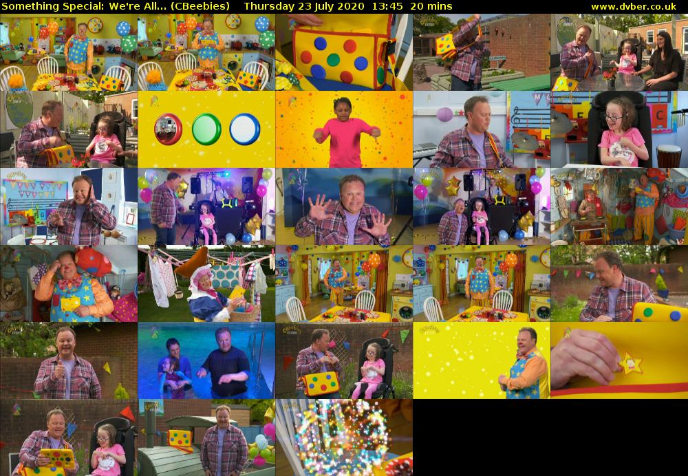 Something Special: We're All... (CBeebies) Thursday 23 July 2020 13:45 - 14:05