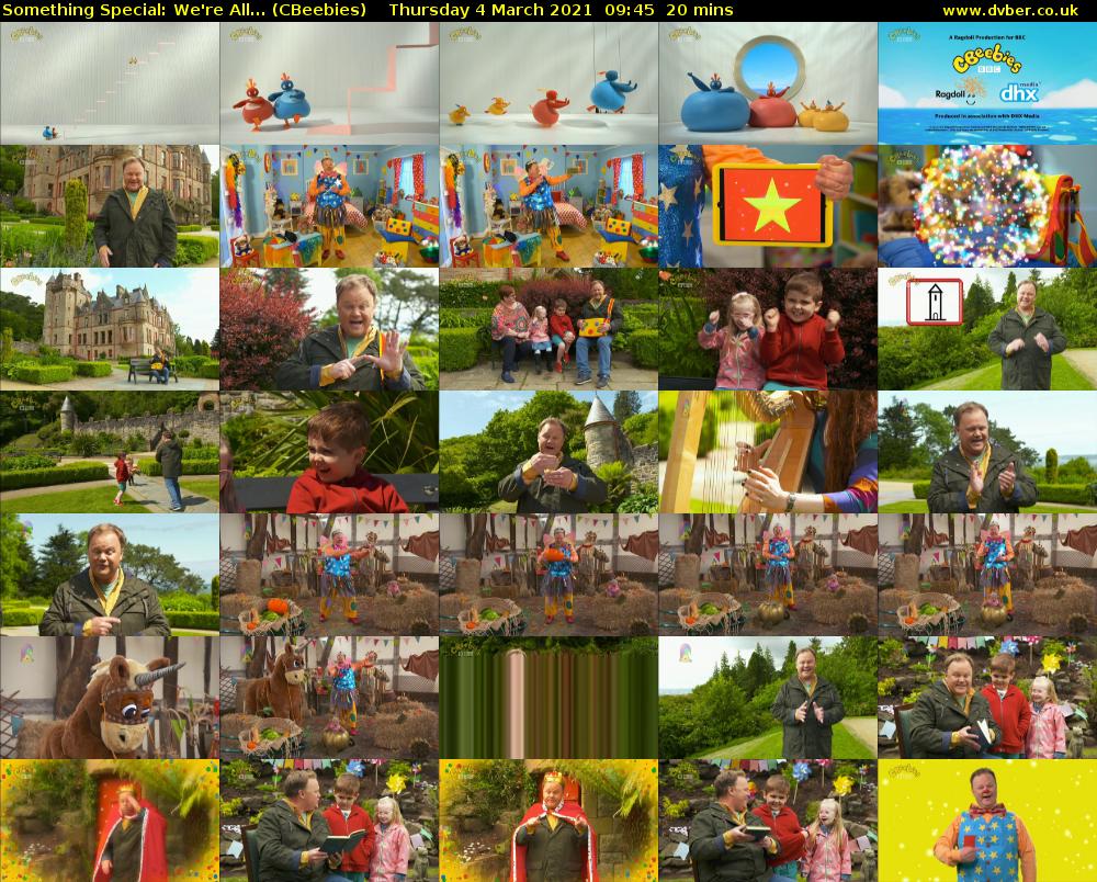 Something Special: We're All... (CBeebies) Thursday 4 March 2021 09:45 - 10:05