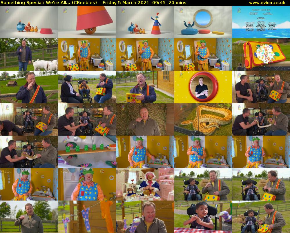 Something Special: We're All... (CBeebies) Friday 5 March 2021 09:45 - 10:05