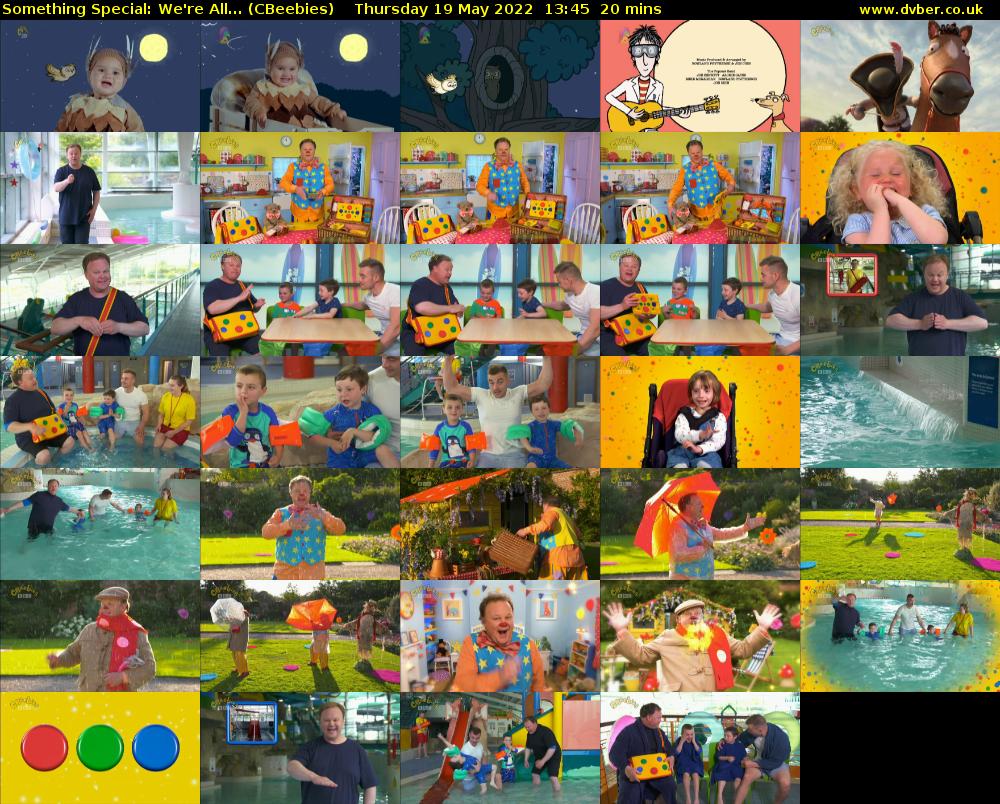 Something Special: We're All... (CBeebies) Thursday 19 May 2022 13:45 - 14:05