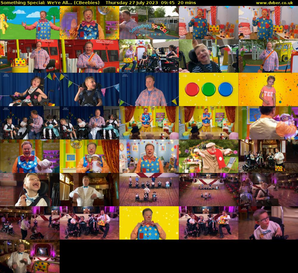 Something Special: We're All... (CBeebies) Thursday 27 July 2023 09:45 - 10:05