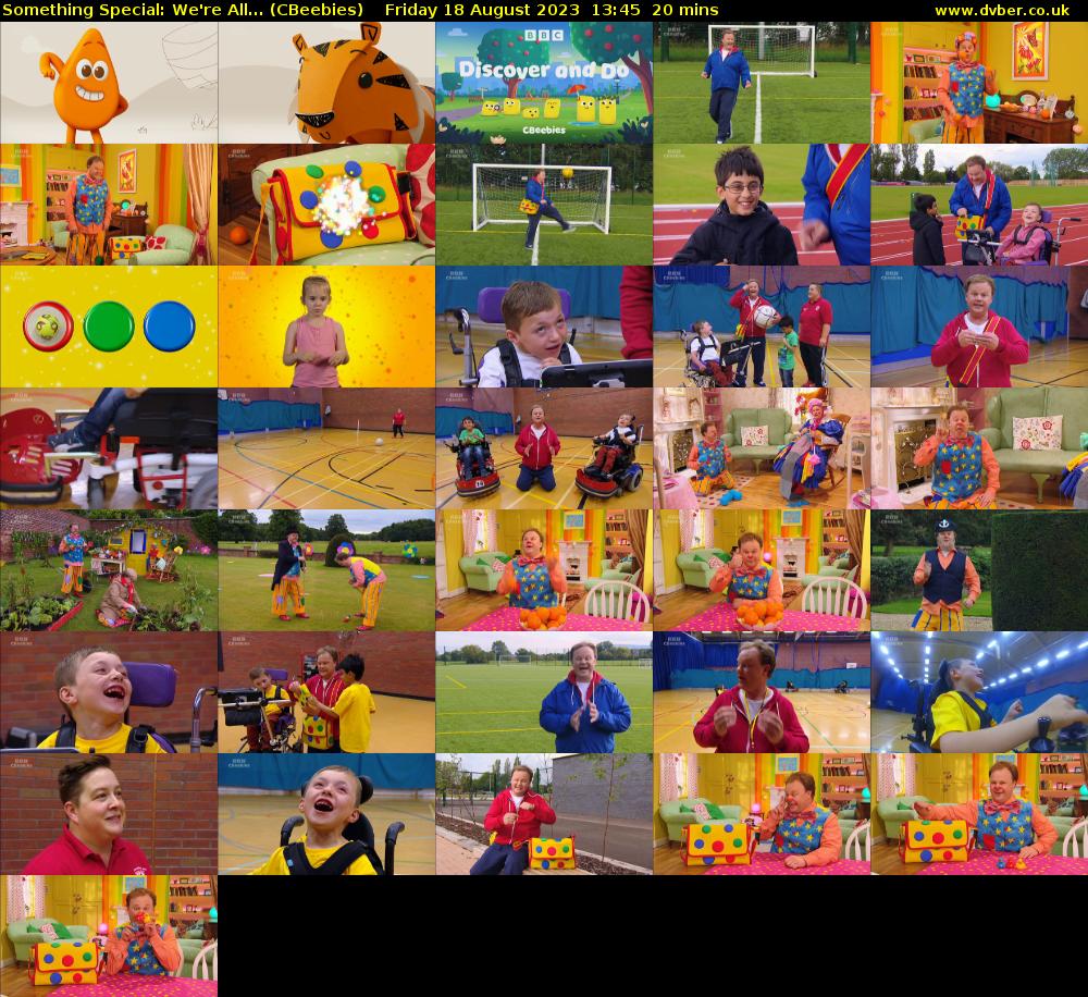 Something Special: We're All... (CBeebies) Friday 18 August 2023 13:45 - 14:05