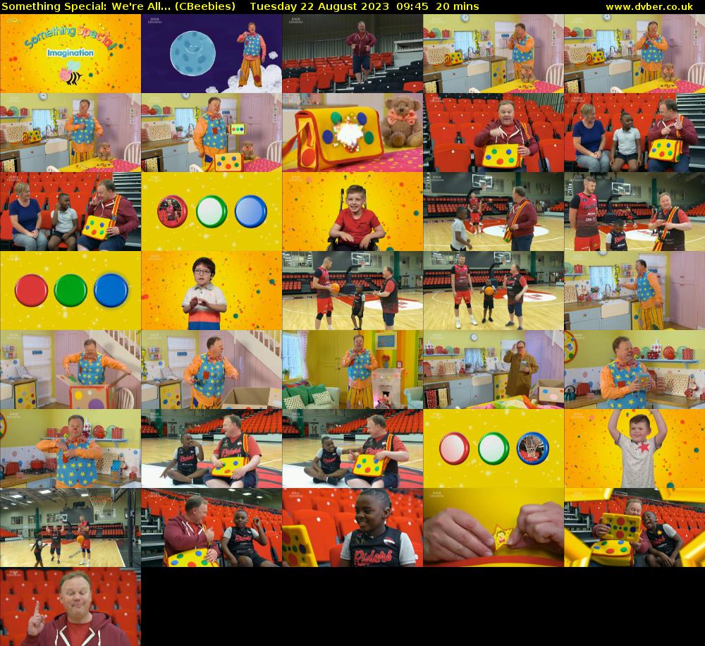 Something Special: We're All... (CBeebies) Tuesday 22 August 2023 09:45 - 10:05