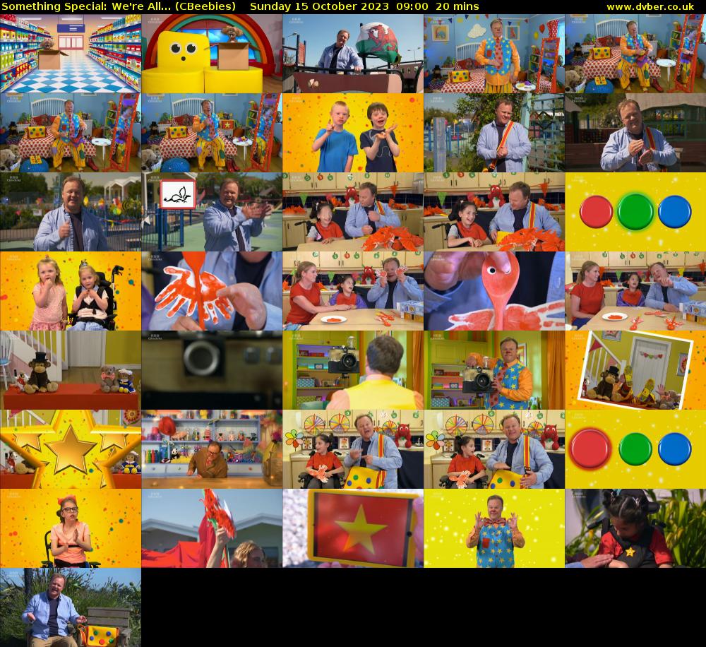 Something Special: We're All... (CBeebies) Sunday 15 October 2023 09:00 - 09:20
