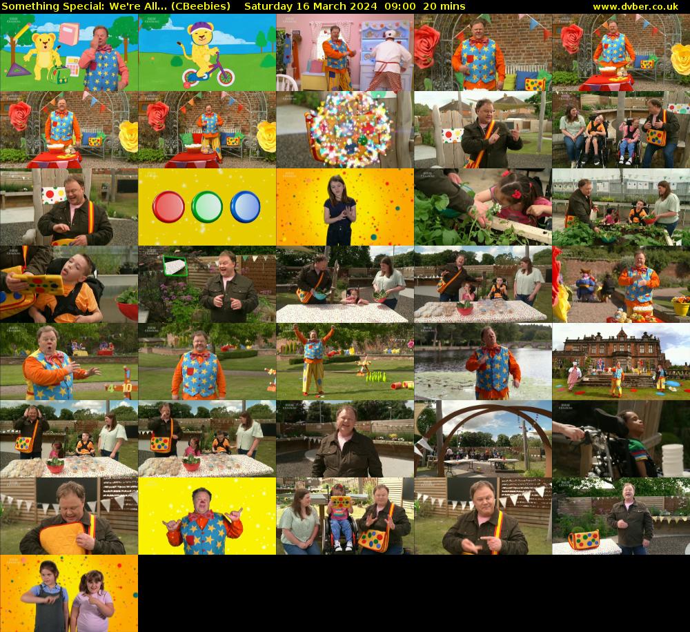 Something Special: We're All... (CBeebies) Saturday 16 March 2024 09:00 - 09:20