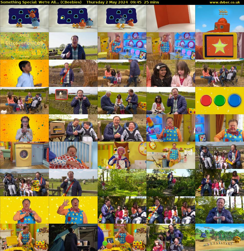 Something Special: We're All... (CBeebies) Thursday 2 May 2024 09:45 - 10:10