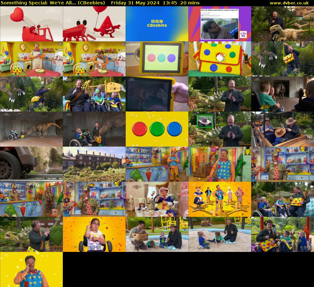 Something Special: We're All... (CBeebies) Friday 31 May 2024 13:45 - 14:05