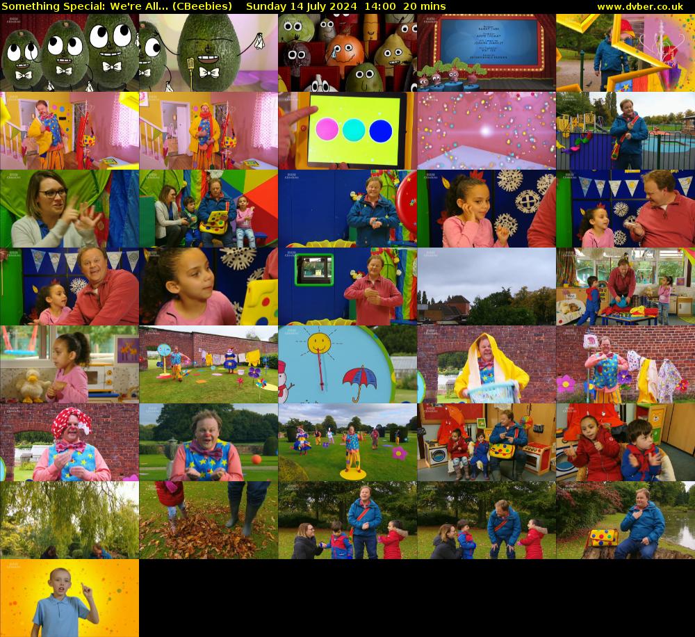 Something Special: We're All... (CBeebies) Sunday 14 July 2024 14:00 - 14:20