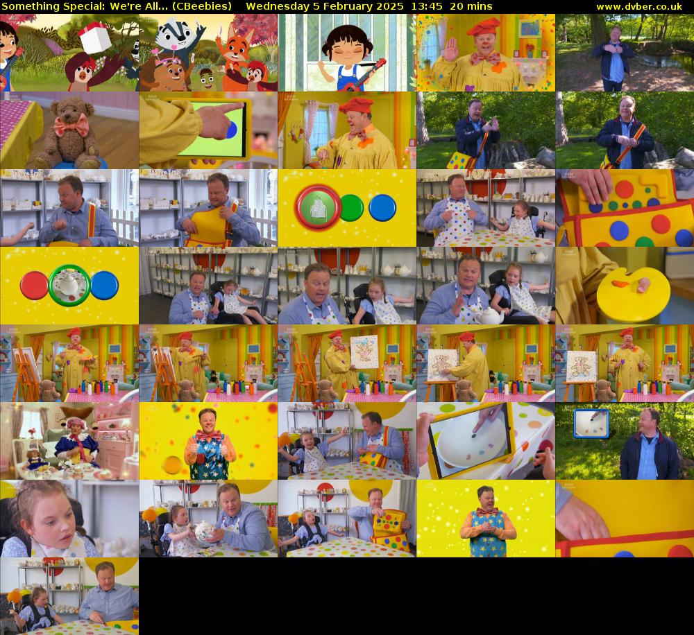 Something Special: We're All... (CBeebies) Wednesday 5 February 2025 13:45 - 14:05