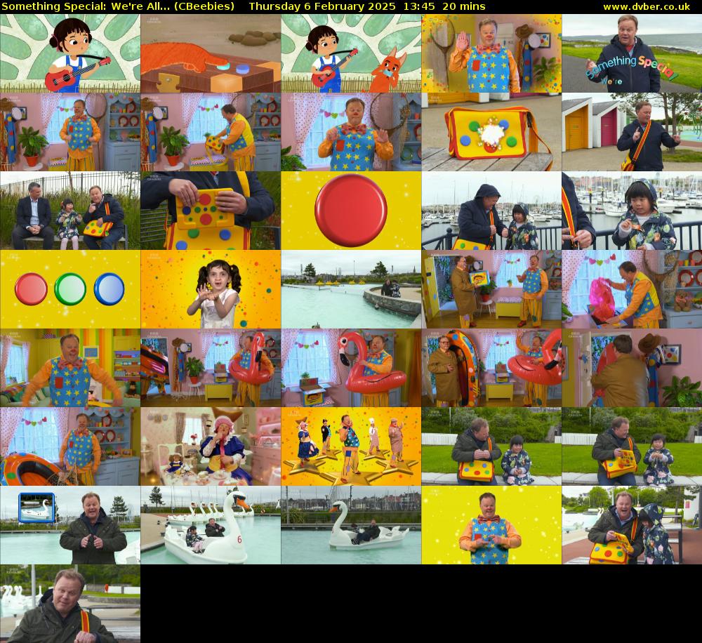 Something Special: We're All... (CBeebies) Thursday 6 February 2025 13:45 - 14:05