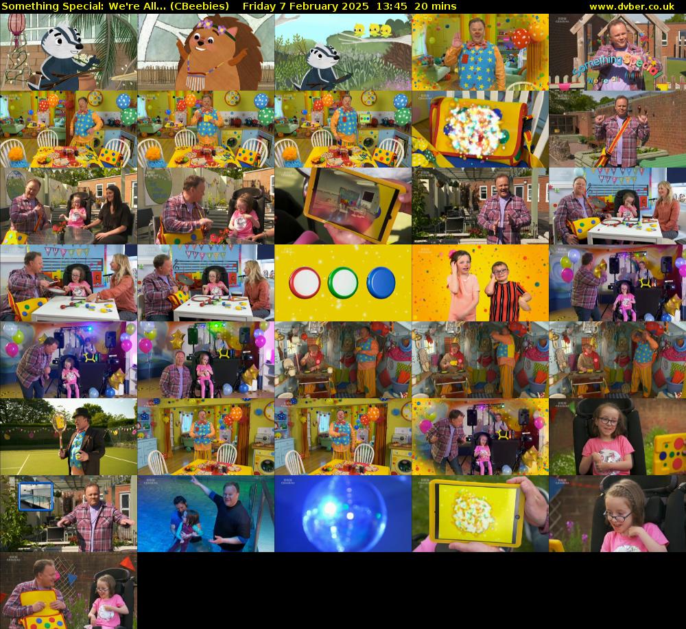 Something Special: We're All... (CBeebies) Friday 7 February 2025 13:45 - 14:05