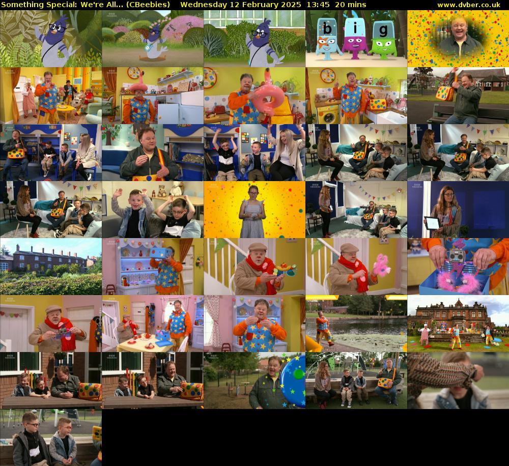Something Special: We're All... (CBeebies) Wednesday 12 February 2025 13:45 - 14:05