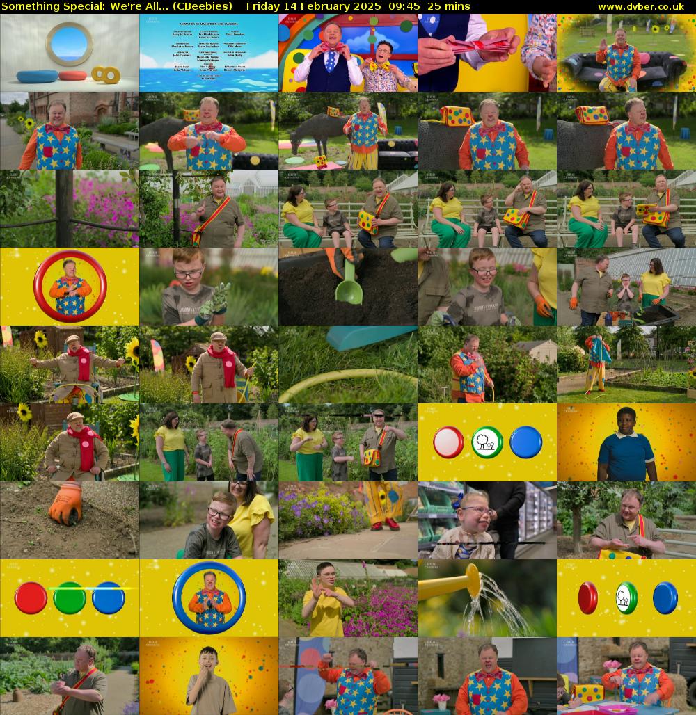 Something Special: We're All... (CBeebies) Friday 14 February 2025 09:45 - 10:10