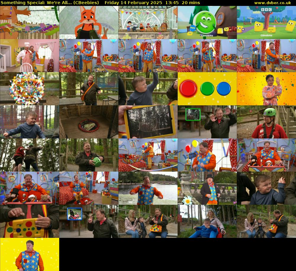 Something Special: We're All... (CBeebies) Friday 14 February 2025 13:45 - 14:05
