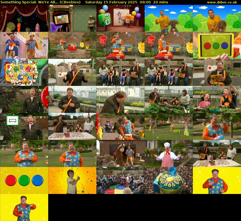 Something Special: We're All... (CBeebies) Saturday 15 February 2025 09:00 - 09:20