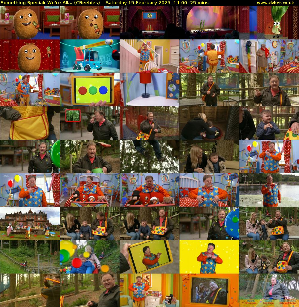 Something Special: We're All... (CBeebies) Saturday 15 February 2025 14:00 - 14:25